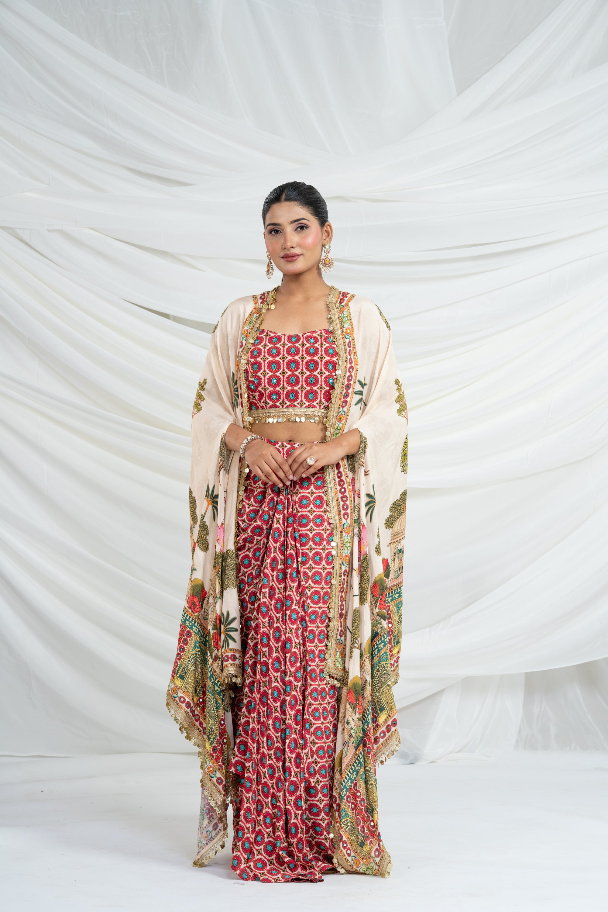 Red Three Piece Printed Set