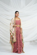 Red Three Piece Printed Set