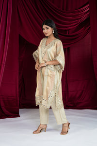 Multicolor Gold Tissue Kaftan Set