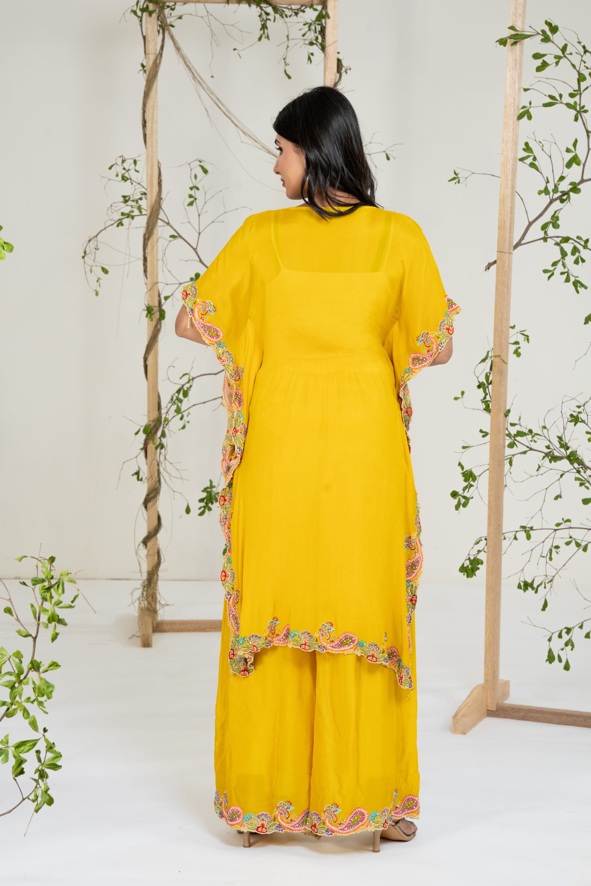 Yellow Multicolor Kaftan Set