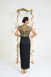 Midnight Gold Drape Gown