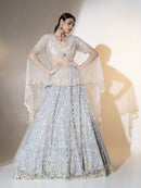 Conjunto de lehenga con dije de carbón