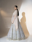 Conjunto de lehenga con dije de carbón