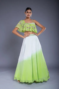 Ensemble Lehenga vert