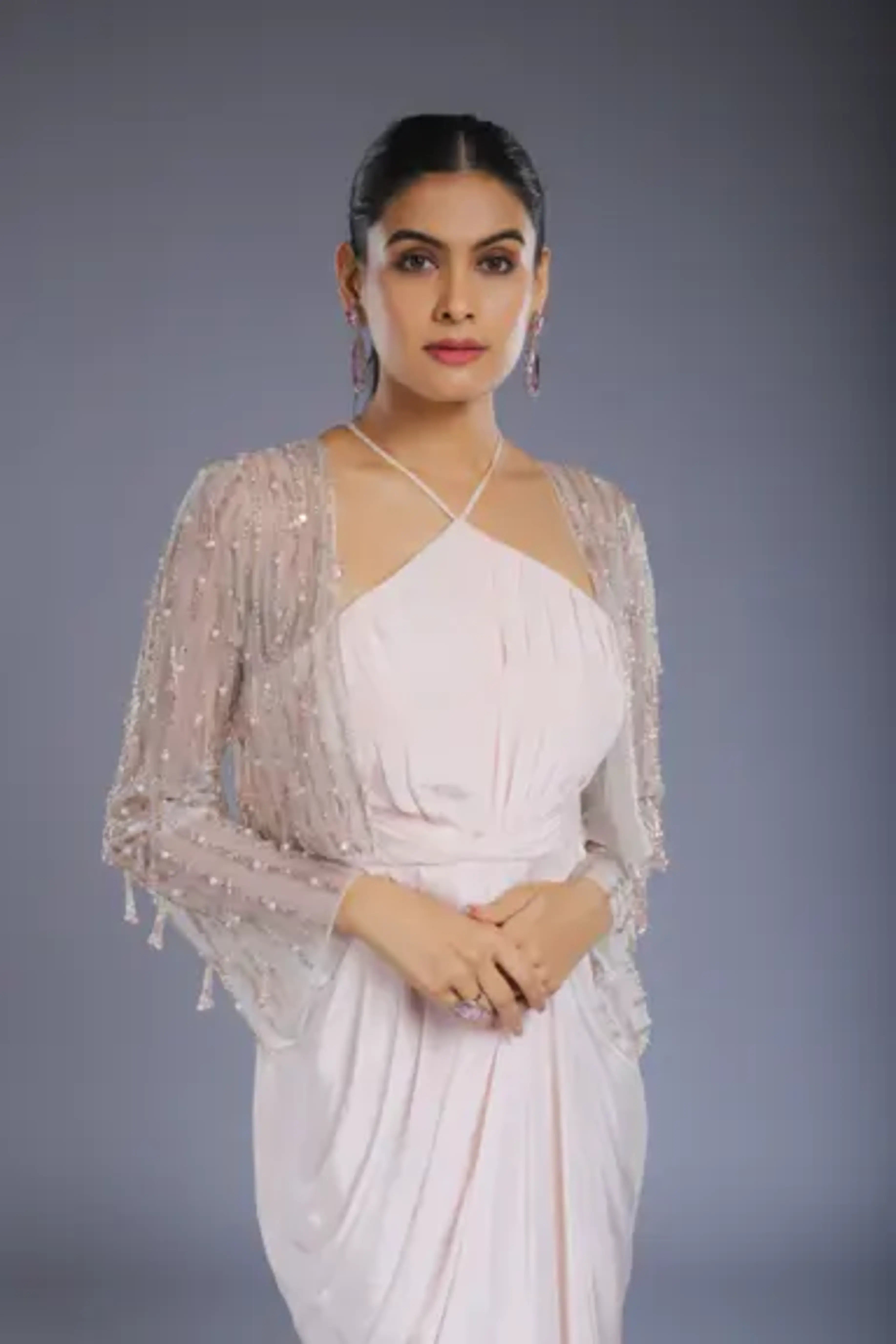 Robe drapée rose