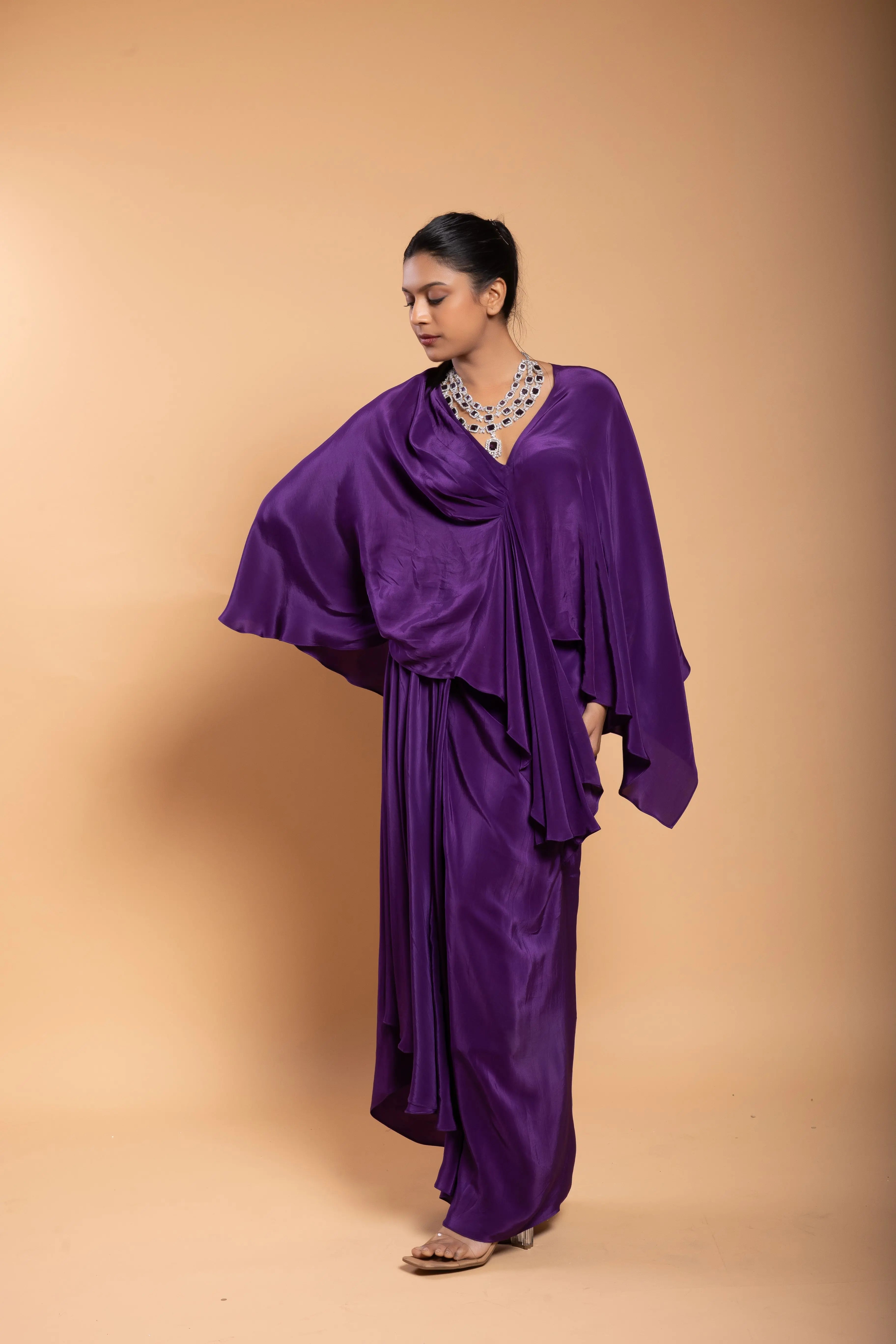 Purple Asymmetric Drape