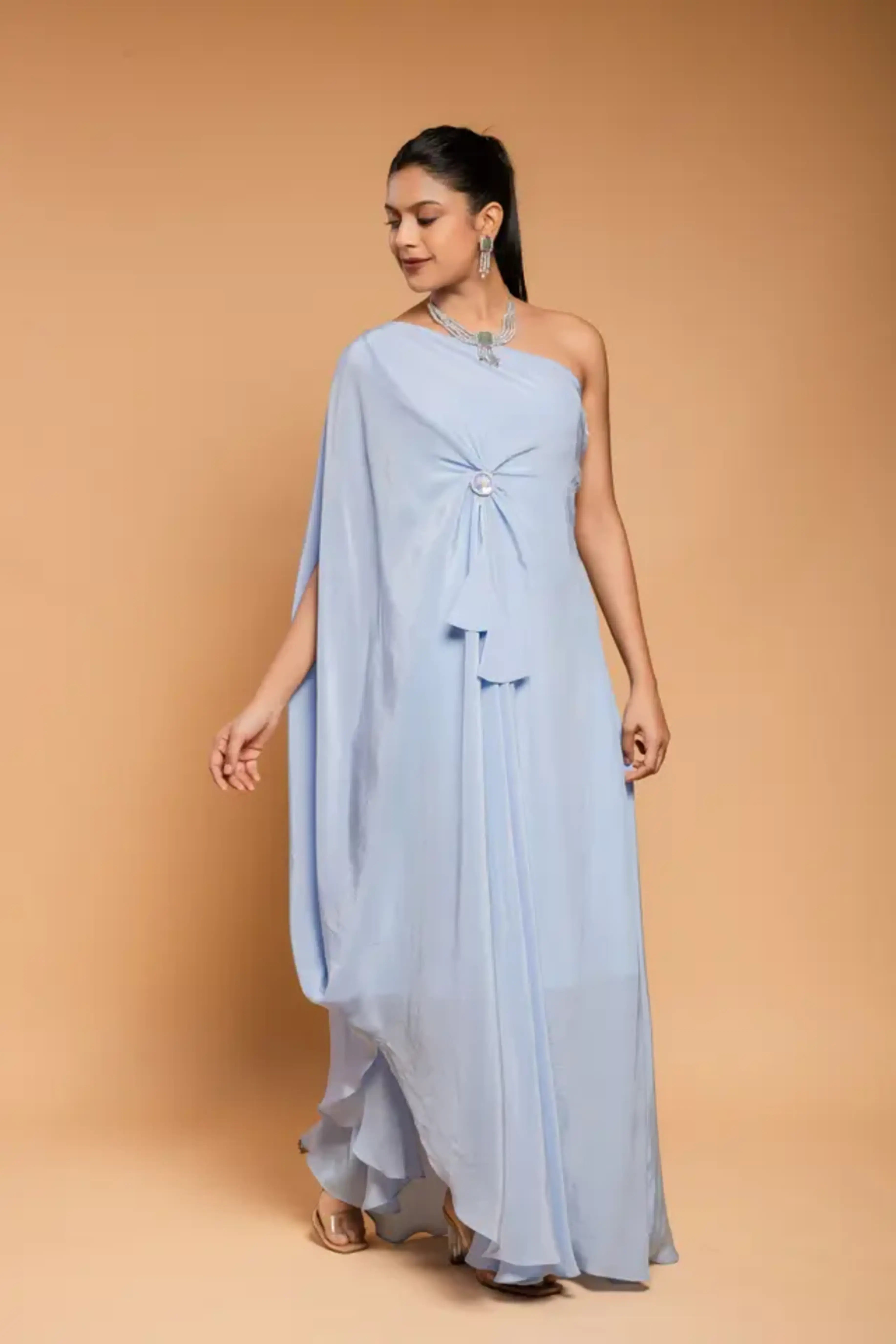 Juego de cortinas azul pálido