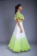 Ensemble Lehenga vert